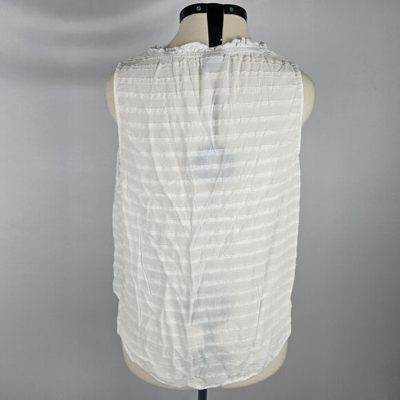 Torrid Tank Top Women's 1X V-Neck w/ Tie Sheer Ruffle Collar Sleeveless White - Picture 4 of 7